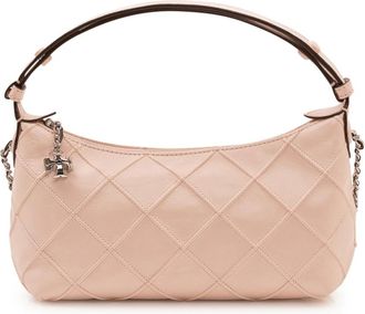 Tory Burch Kira Diamond Quilt Pouch - Dames - Handtassen - Beige - ONE Size - Leer - Tassen