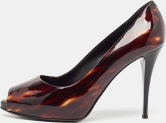 Giuseppe Zanotti Brown Patent Leather Peep Toe Pumps