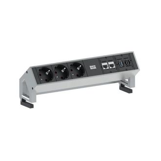 Bachmann 3x Schuko 2x Cat6 1x Hdmi, 1x Usb3.0 Base M&uacute;ltiple 1,5 M 3 Salidas Ac Negro, Acero Inoxidable