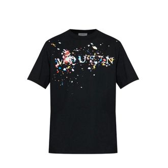 Alexander McQueen Alexander McQueen, T-Shirts, male, Black, Size: XL Confetti Logo T-shirt