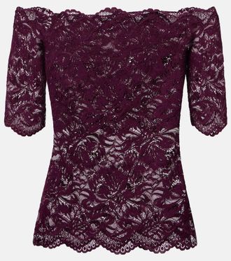 Paco Rabanne Top in pizzo off-shoulder