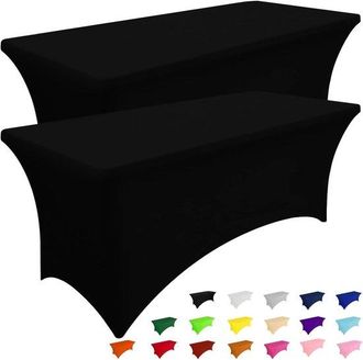 OEM Paquete 2 Manteles Spandex 1,83 M (6 Pies), Lavables, Banquetes Fiestas (negro, 182 Cm Largo X 76 Cm Ancho X 76 Cm Alto), Negro, 1,83 M (6 Pies)