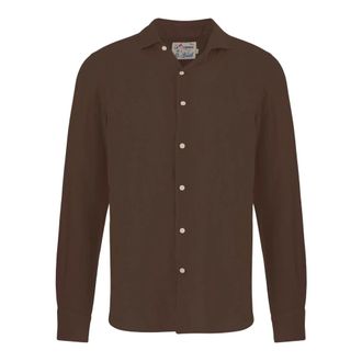 MC2 Saint Barth Casual Shirts, male, Brown, Size: M Linen Shirt