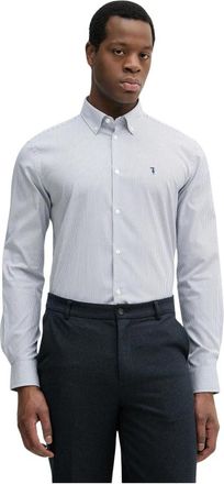 Trussardi Regular Fit Gestreept Overhemd Makkelijk te Strijken - Heren - Zakelijke Overhemden - Blauw - M - Katoen - Overhemden