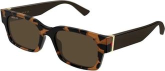 Gucci Gg 2084S Zonnebril - Heren - Zonnebrillen - Bruin - 52 MM - Leer - Accessoires