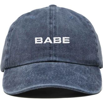 Dalix Babe Embroidered Cap in Washed Navy Blue at Nordstrom
