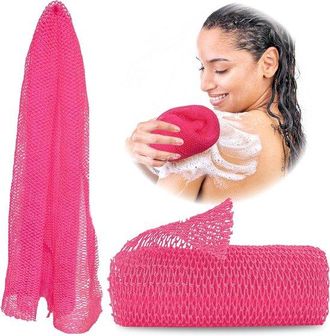 OEM Toalla De Ba&ntilde;o Exfoliante - Esponja Larga - Toalla De Ba&ntilde;o Para Espalda Y Pies - Rosa Rojo