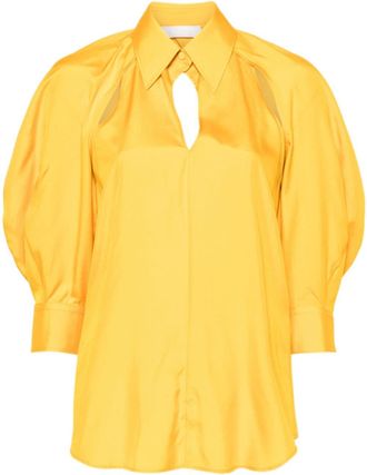 Chlo&eacute; open-shoulder silk blouse - women - Silk - 38 - Yellow