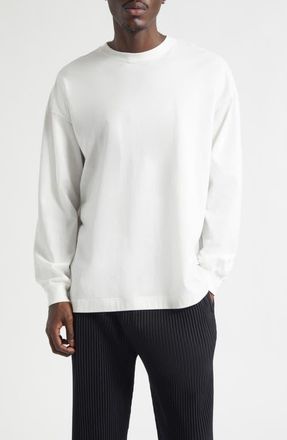 Homme Pliss&eacute; Issey Miyake Color Chips Long Sleeve Cotton Graphic T-Shirt in White at Nordstrom, Size 3