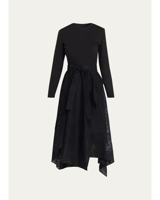 3.1 Phillip Lim Combo Long-Sleeve T-Shirt & Organza Midi Dress
