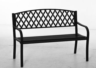 OEM Banco De Jard&iacute;n De 2 Plazas Con Respaldo Decorativo Y Reposabrazos Para Terraza Balc&oacute;n Patio Exterior Carga 240 Kg Hierro Fundido Y Acero 128x58,5x89 