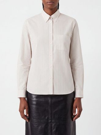 Aspesi Camicia a righe in cotone con collo button-down