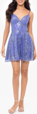 Blondie Nites Glitter Sleeveless Minidress in Periwinkle at Nordstrom, Size 13