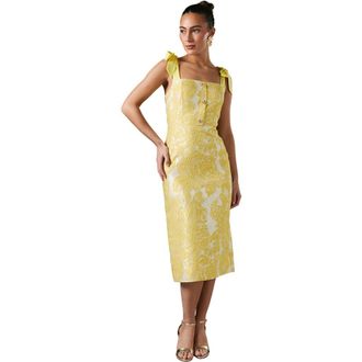 Coast Jacquard Pencil Midi Dress in Yellow at Nordstrom, Size 8