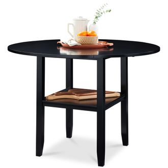 Best Choice Products Round Dining Table, 42 Small Kitchen Dining Table for 4 w/ Dual Leaf