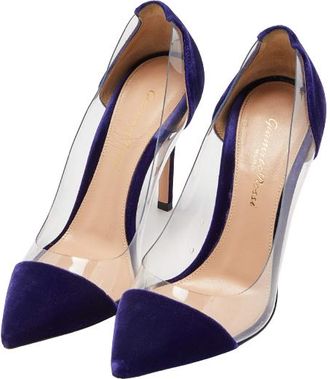 Gianvito Rossi Purple Velvet Plexi 105 Size 37