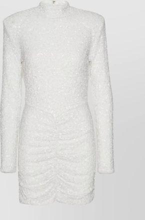 Rotate fitted dress with high neckline and sequins