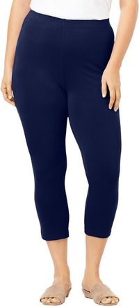 Roaman's Plus Size Essential Stretch Capri Legging in Navy at Nordstrom, Size 40