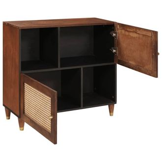 Berkfield Home Media Storage Cabinets & Racks Brown Cane & solid mango wood
