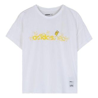 adidas (WMNS) adidas neo x Pokmon Crossover Sports Round Neck Short Sleeve White GC7071