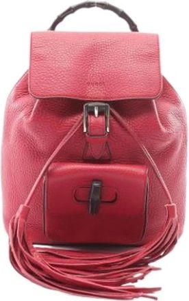 Gucci Pre-owned Vintage Rugzak - Dames - Vintage Rugzakken - Rood - ONE Size - Leer - Vintage