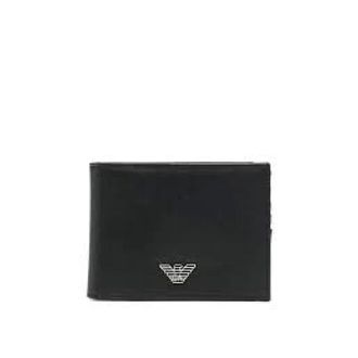 Emporio Armani Wallets & Cardholders, male, Black, Size: ONE SIZE Black Wallet Cardholder Fabric Leather