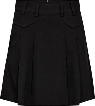 Co'Couture Luna CC Pocket Pleat Mini Rok - Dames - Korte rokken - Zwart - L - Leer - Rokken