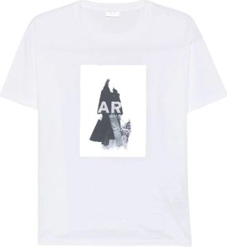 Liu Jo Bedruikt Jersey T-shirt - Dames - T-shirts - Wit - M - Katoen - Tops