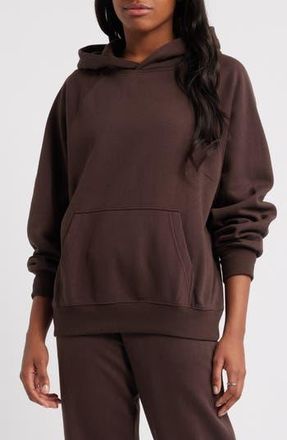 BP. Fleece Detail Oversize Raglan Hoodie in Brown Coffee at Nordstrom Rack, Size X-Small