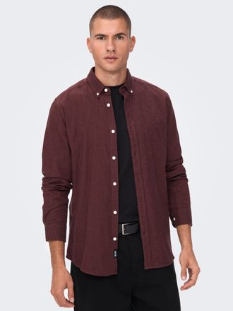 Only & Sons Langarmhemd ONLY & SONS ONSNIKOLA LS MELANGE SHIRT OTL, Herren, Gr. L, N-Gr, burnt henna detail:melange, Web, Obermaterial: 100% Baumwolle, meliert, s