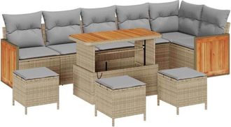 vidaXL Garden Sofa Set 12 pcs Beige and Light Grey Poly Rattan vidaXL