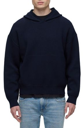 Hudson Cotton & Cashmere Double Knit Hoodie in Dark Navy at Nordstrom, Size Medium