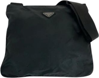 Prada Pre-owned Cross Body Bags, female, Black, Size: ONE SIZE Pre-owned Nylon Cross Body Bag