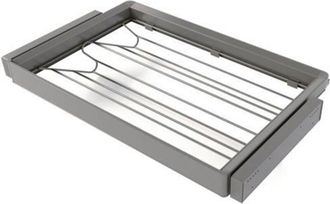 Emuca Kit De Caj&oacute;n Zapatero Y Bastidor Regulable Quartz Para Armarios, Gu&iacute;as De Cierre Suave Y Extracci&oacute;n Total, M&oacute;dulo 80cm, Acabado Titanio - Emuca