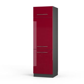 Vicco Armario Para Frigor&iacute;fico Empotrado Fame-line, Rojo Burdeos Alto Brillo, 60 Cm
