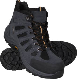 Mountain Warehouse Vertex Mens Extreme Vibram Boots with Deep Lugs Waterproof Breathable Boot Grey Leather - Size UK 11