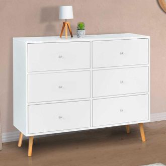 IDMarket Arc&oacute;n Escandinavo Blanco De 6 Cajones Emmie 110 Cm