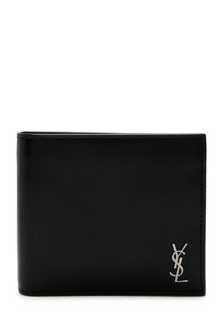 Saint Laurent Logo Leather Wallet - Black - One Size
