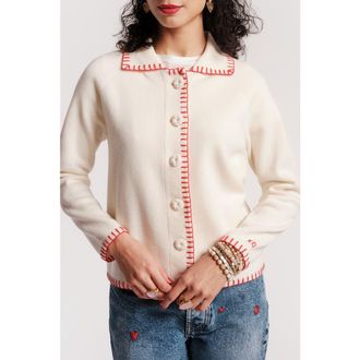 Frances Valentine Babs Cardigan in Natural/orange at Nordstrom, Size X-Large