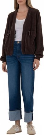Kut from the Kloth Jana Faux Fur Cardigan In Chocolate