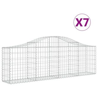 Berkfield Home Arched Gabion Baskets 7 pcs 200x30x60/80 cm Galvanised Iron in Silver
