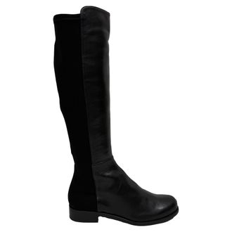 Stuart Weitzman Pre-owned Womens 5050 Over The Knee Boots in Black Leather and Suede - Size EU 39