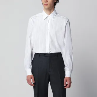 Lardini Camicia bianca a righe sottili in cotone