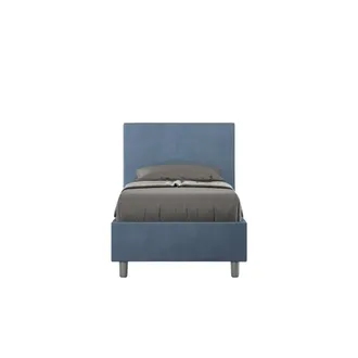ITYhome Ityhome - Letto Singolo Rivestito In Microfibra - Adele - Dimensione Rete: 90x190 - Tipologia Letto: Con Rete - Colore: Blu