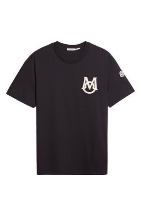 Moncler Monogram Logo Cotton T-Shirt in Dark Navy Blue at Nordstrom, Size Xxx-Large