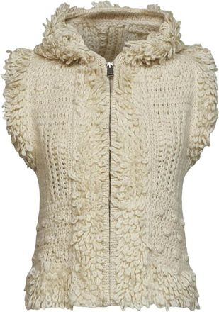 Fendi Capuchon Gilet - Dames - Bodywarmers - Wit - M - Wol - Jassen