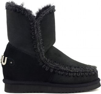 Mou Eskimo Wedge Short In Black Sheepskin