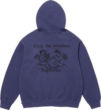 SUPREME FW25 President Hooded Sweatshirt Washed Navy FW25SW80-WASHED-NAVY