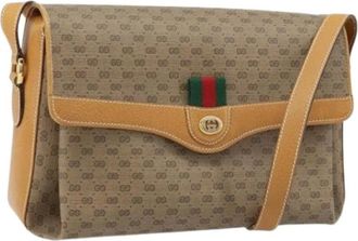 Gucci Pre-owned Cross Body Bags, female, Beige, Size: ONE SIZE Pre-owned Vintage Micro Small GG Canvas Shoulder Bag