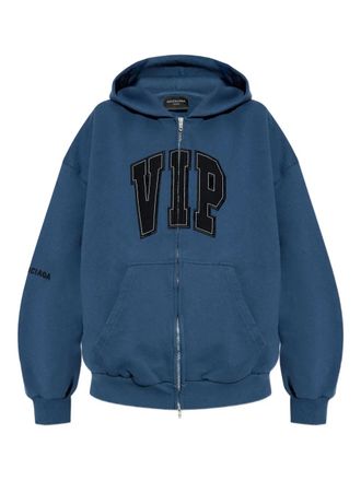 Balenciaga zip-up hoodie - women - Cotton - M - Blue